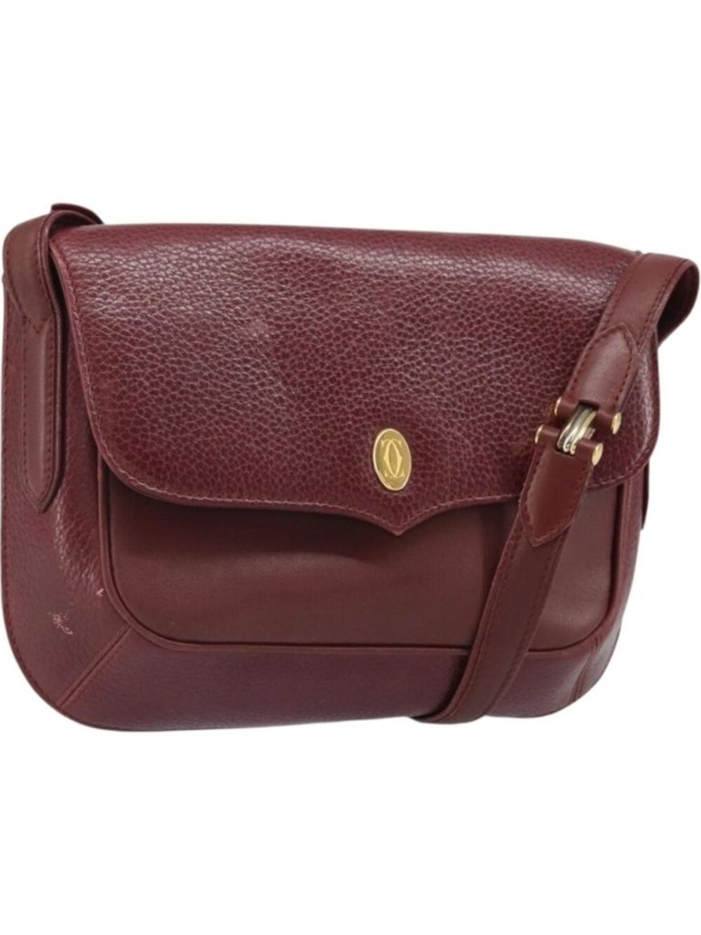 CARTIER Must Line Shoulder Bag Leather Bordeaux Gold